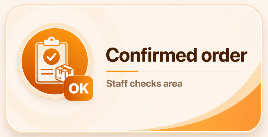 Confirmed order - Staff checks area
